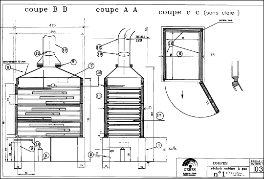 séchoir cabine - coupes -